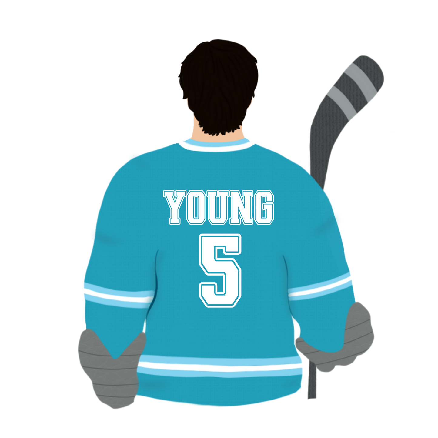 Young 5 Illustrated Player Sticker - The S.J. Sylvis Shop