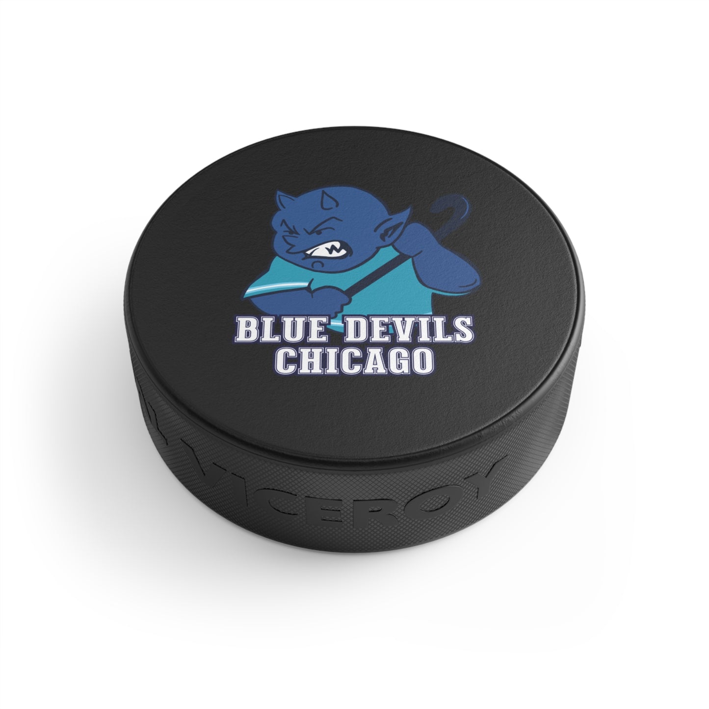 Blue Devils Mascot Hockey Puck