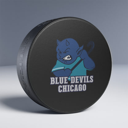 Blue Devils Mascot Hockey Puck