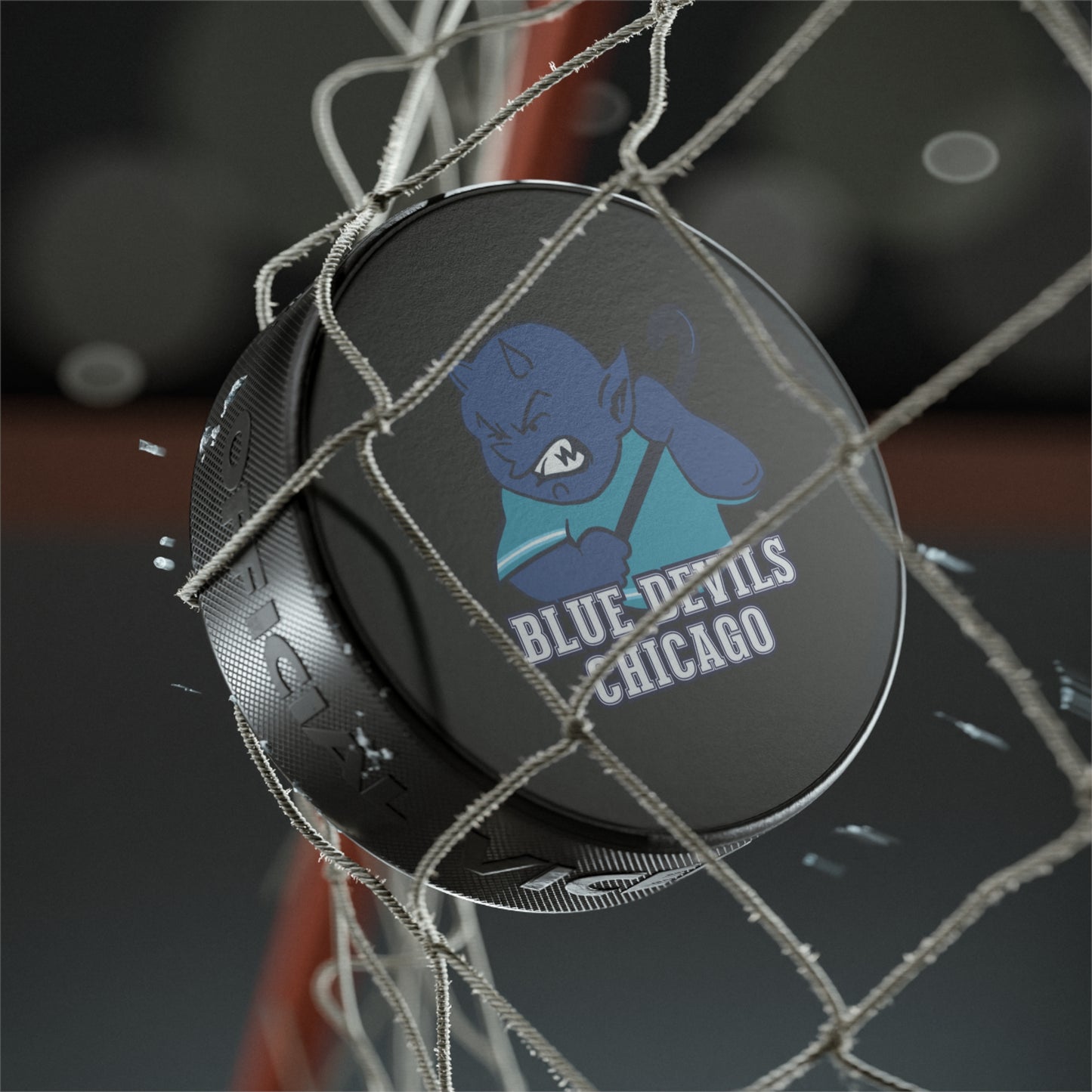 Blue Devils Mascot Hockey Puck
