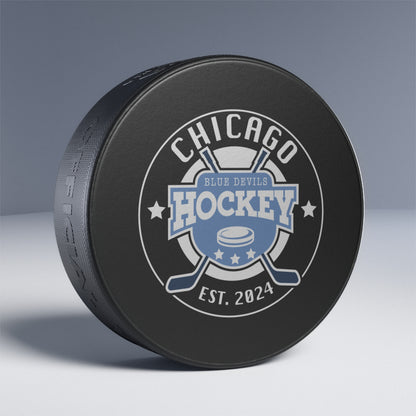 Chicago Blue Devils Hockey Puck