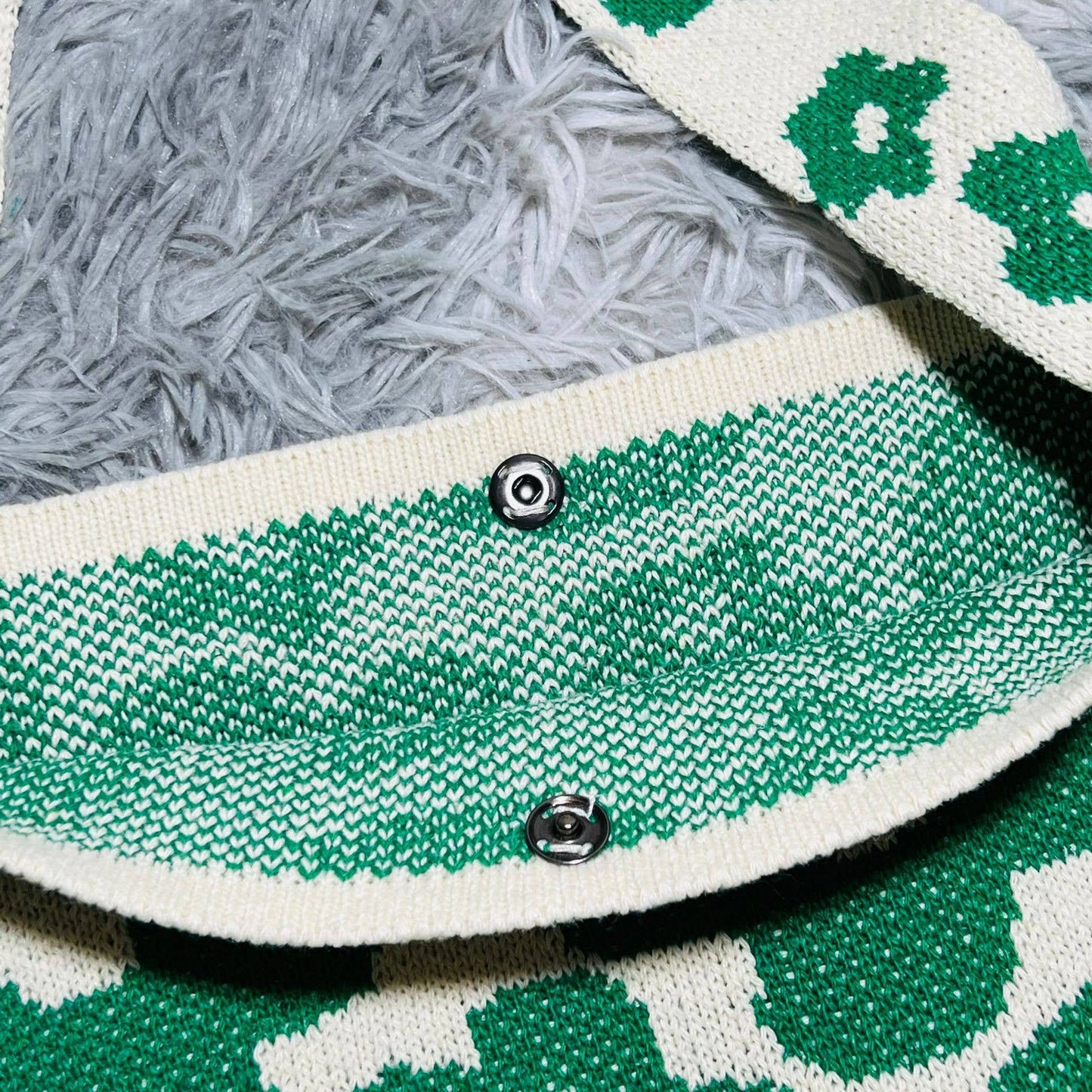 Flower Knitted Large Single Shoulder Bag: Green