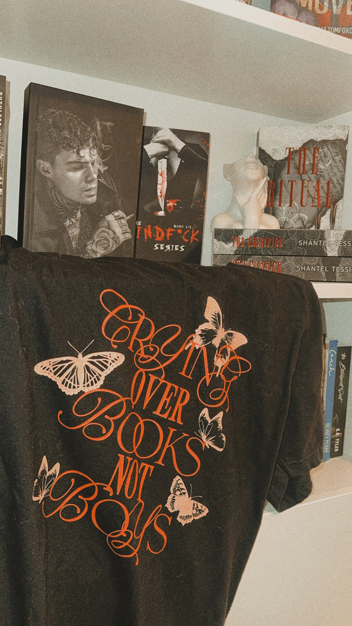 Crying Over Books Not Boys Tee - The Champagne Problems Collection