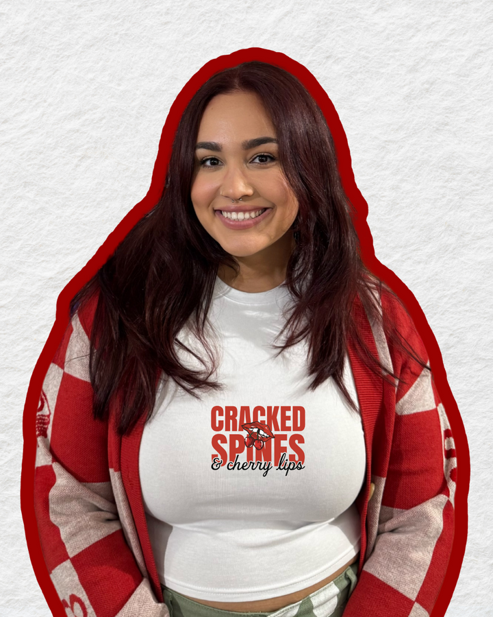 Cracked Smiles & Cherry Lips Baby Tee - THE BIRTHDAY GIRL’S BOOK CLUB COLLECTION