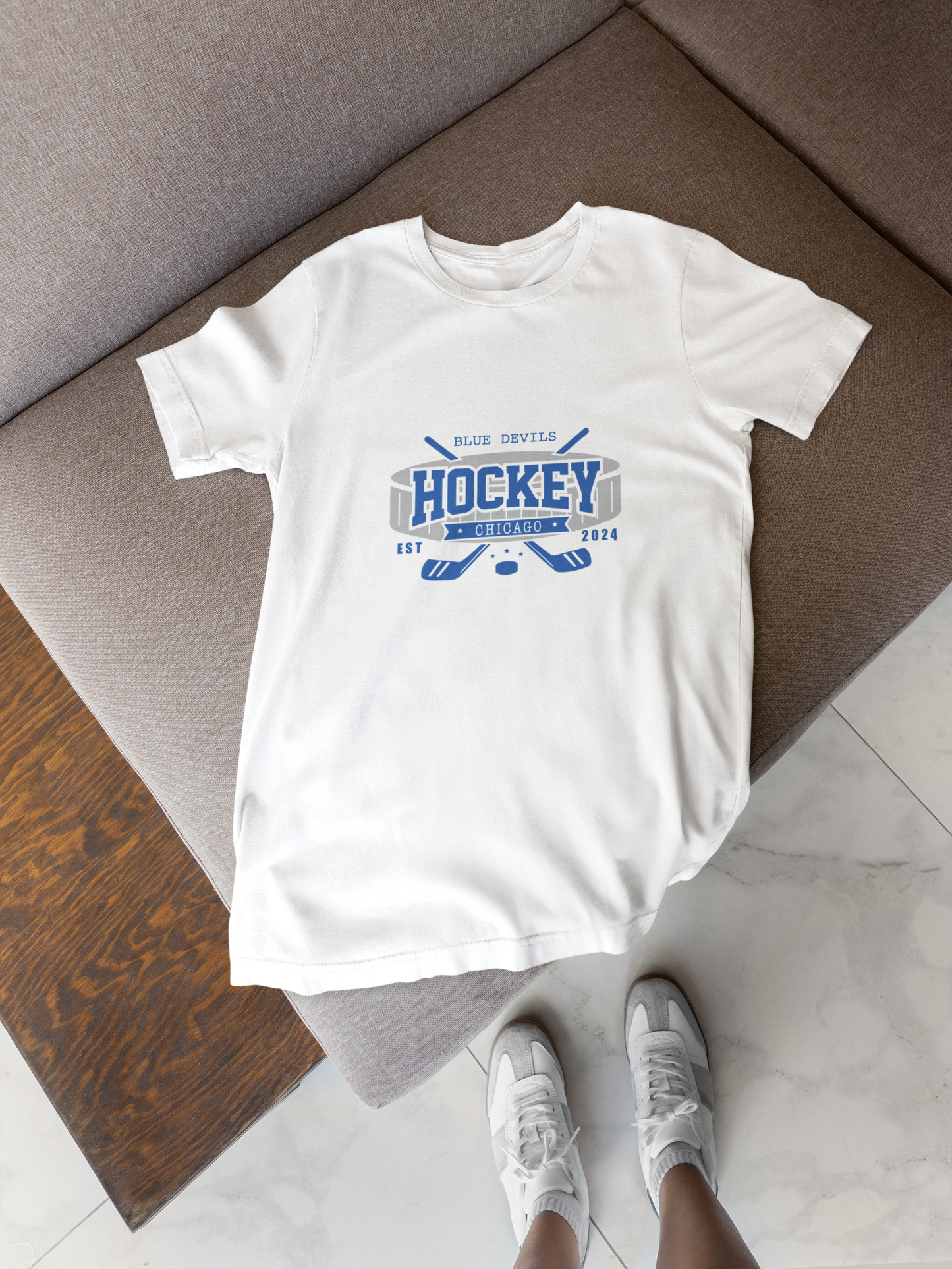 Blue Devils Puck Est. 2024, Sports Tee - The S.J. Sylvis Shop